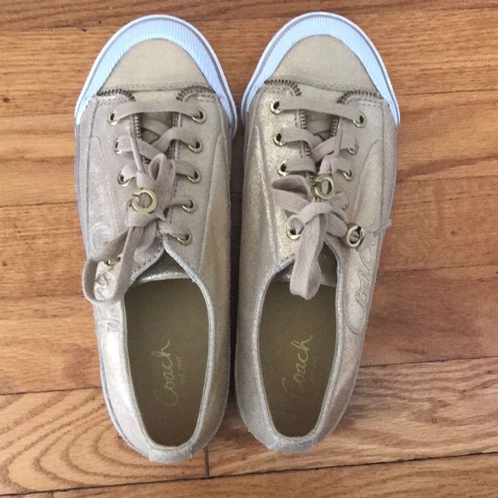 Flame Metallic Duste Gold Coach Sneakers 7.5